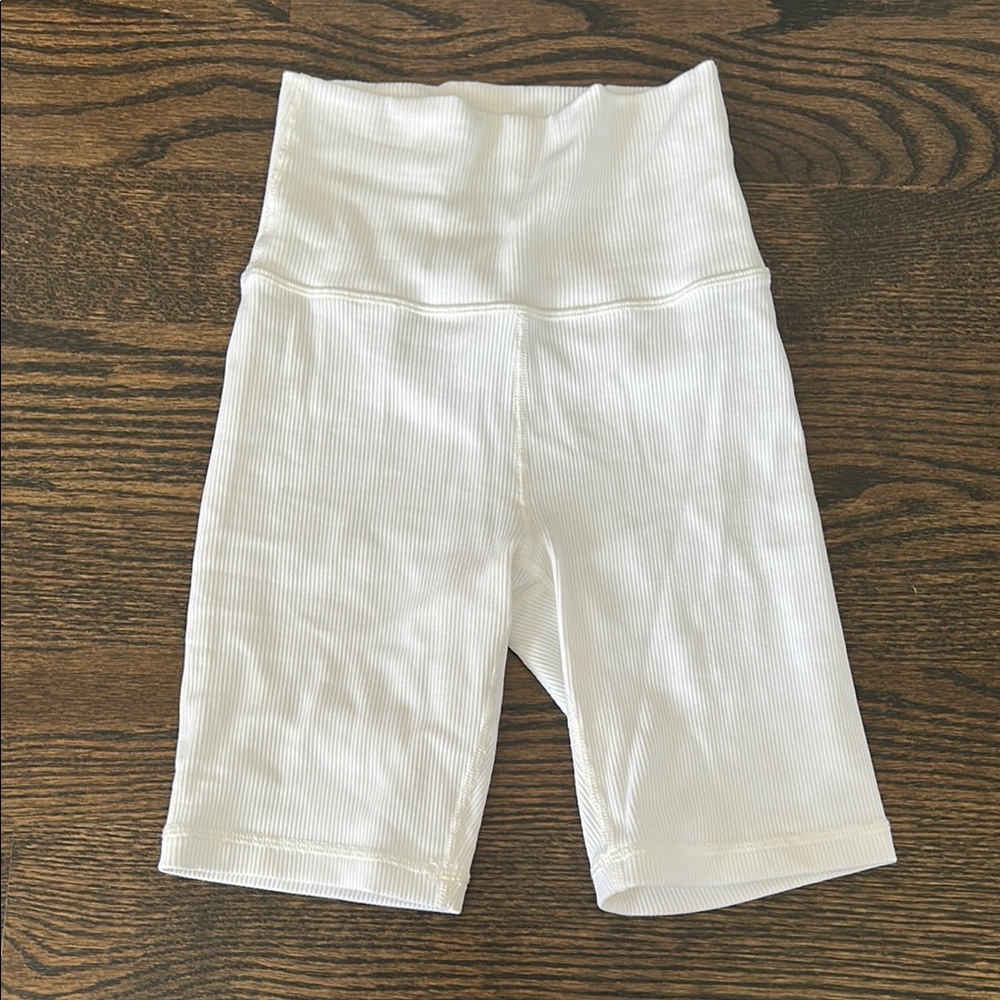 Aerie White Ribbed biker Shorts